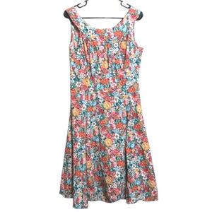 Heart of Haute Red Blue White Floral Cotton Dress